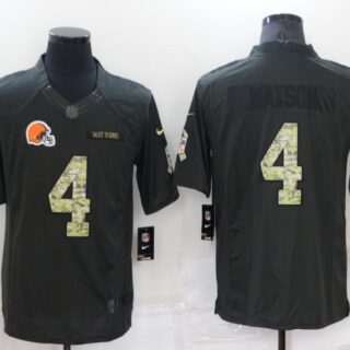 Men's Cleveland Browns #4 Deshaun Watson Black Salute To Service Limited Stitched Jersey