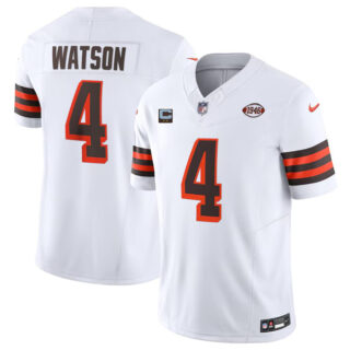 Men's Cleveland Browns #4 Deshaun Watson White 2024 F.U.S.E. With 2-Star C Patch 1946 Collection Vapor Untouchable Limited Stitched Jersey