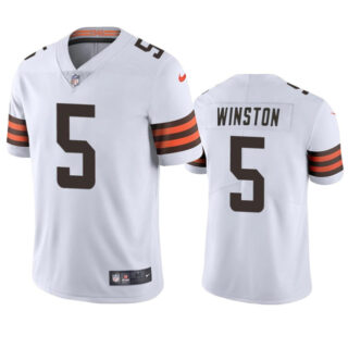 Men's Cleveland Browns #5 Jameis Winston White Vapor Limited Stitched Football Jersey