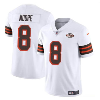 Men's Cleveland Browns #8 Elijah Moore White 1946 Collection Vapor Limited Stitched Football Jersey