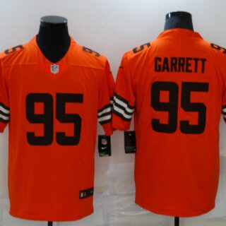 Men's Cleveland Browns #95 Myles Garrett Orange 2021 Inverted Legend Stitched Nike Limited Jersey