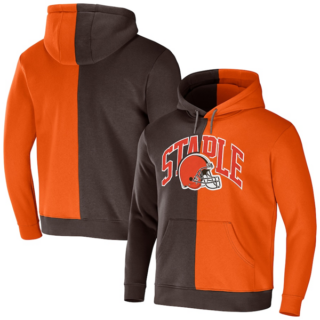 Men's Cleveland Browns Brown Orange Split Logo Pullover Hoodie