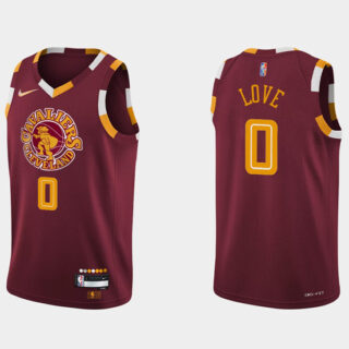 Men's Cleveland Cavaliers #0 Kevin Love Wine Red 2021 2022 75th Anniversary City Edition Swingman Stitched Jersey
