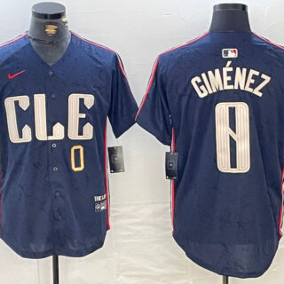 Men's Cleveland Guardians #0 Andrés Giménez Navy 2024 City Connect Limited Stitched Jerseys