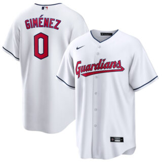 Men's Cleveland Guardians #0 Andrés Giménez White Cool Base Stitched Jersey