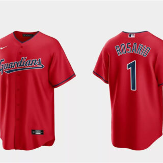 Men's Cleveland Guardians #1 Amed Rosario Red Cool Base Stitched Jersey