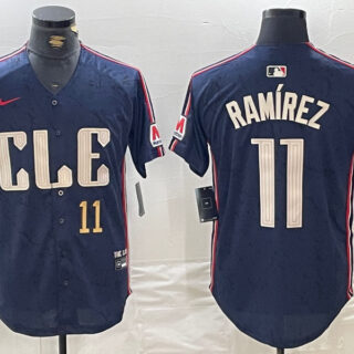 Men's Cleveland Guardians #11 José Ramírez Navy 2024 City Connect Limited Stitched Baseball Jerseys