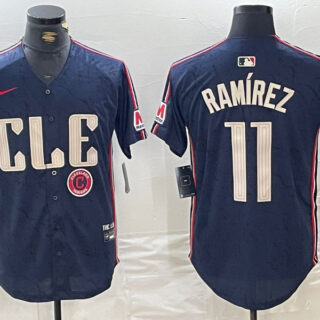 Men's Cleveland Guardians #11 José Ramírez Navy 2024 City Connect Limited Stitched Baseball Jerseys