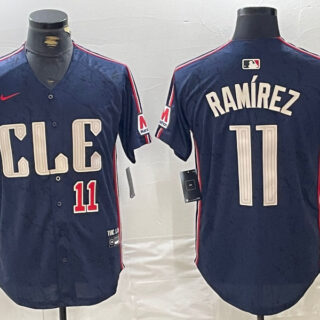Men's Cleveland Guardians #11 José Ramírez Navy 2024 City Connect Limited Stitched Baseball Jersey