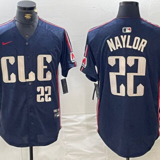 Men's Cleveland Guardians #22 Josh Naylor Navy 2024 City Connect Limited Stitched Baseball Jerseys