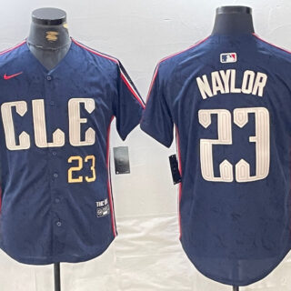 Men's Cleveland Guardians #23 Bo Naylor Navy 2024 City Connect Limited Stitched Jerseys