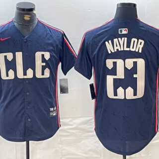 Men's Cleveland Guardians #23 Bo Naylor Navy 2024 City Connect Limited Stitched Jerseys