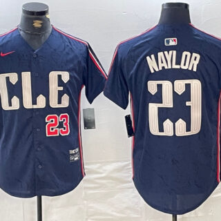 Men's Cleveland Guardians #23 Bo Naylor Navy 2024 City Connect Limited Stitched jerseys