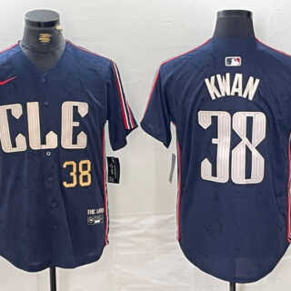 Men's Cleveland Guardians #38 Steven Kwan Navy 2024 City Connect Limited Stitched Baseball Jerseys