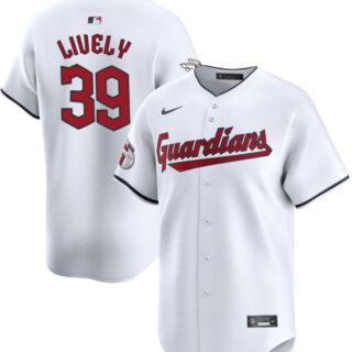 Men's Cleveland Guardians #39 Ben Lively White Cool Base Stitched Baseball Jersey