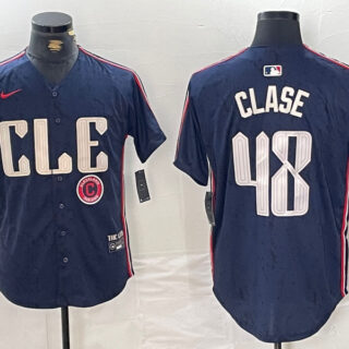 Men's Cleveland Guardians #48 Emmanuel Clase Navy 2024 City Connect Limited Stitched Baseball Jerseys
