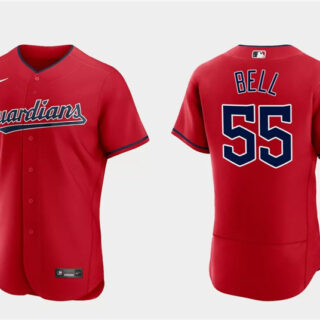 Men's Cleveland Guardians #55 Josh Bell Red Flex Base Stitched Jersey