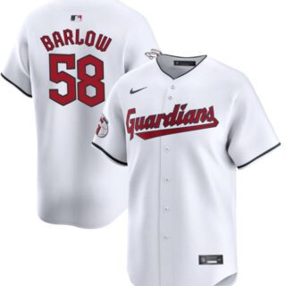 Men's Cleveland Guardians #58 Scott Barlow White Home Limited Stitched Baseball Jersey