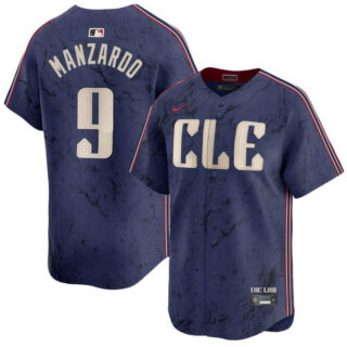 Men's Cleveland Guardians #9 Kyle Manzardo Navy 2024 City Connect Limited Stitched Baseball Jersey