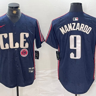 Men's Cleveland Guardians #9 Kyle Manzardo Navy 2024 City Connect Limited Stitched Baseball Jerseys