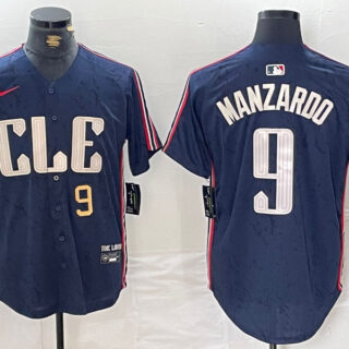 Men's Cleveland Guardians #9 Kyle Manzardo Navy 2024 City Connect Limited Stitched Baseball Jerseys