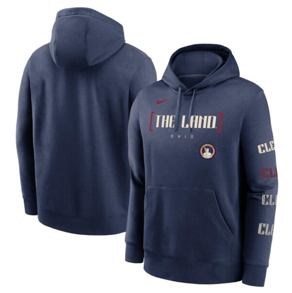 Men's Cleveland Guardians Navy 2024 City Connect Club Fleece Pullover Hoodie