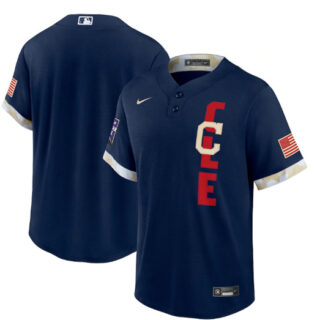 Men's Cleveland Indians Blank 2021 Navy All-Star Cool Base Stitched MLB Jersey