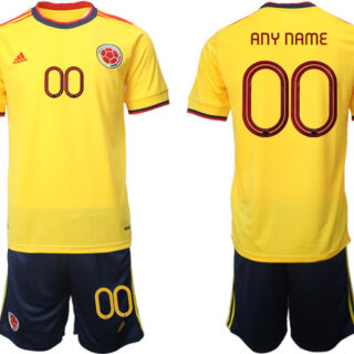 Men's Colombia Custom Yellow Home Soccer Jersey Suit