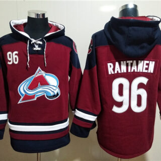 Men's Colorado Avalanche #96 Mikko Rantanen Burgundy All Stitched Sweatshirt Hoodie