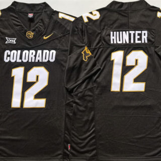 Men's Colorado Buffaloes #12 Travis Hunter Black 2024 With Big 12 XII Patch 2024 F.U.S.E Stitched Football Jersey
