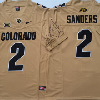 Men's Colorado Buffaloes #2 Shadeur Sanders Brown 2024 With Big 12 XII Patch 2024 F.U.S.E Stitched Football Jersey