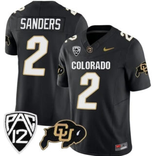 Men's Colorado Buffaloes #2 Shedeur Sanders Black 2023 F.U.S.E. Stitched Football Jersey