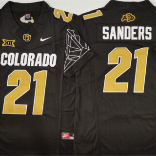 Men's Colorado Buffaloes #21 Shilo Sanders Black 2024 With Big 12 XII Patch 2024 F.U.S.E Stitched Football Jersey