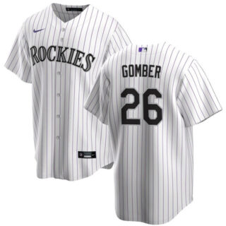 Men's Colorado Rockies #26 Austin Gomber White Cool Base Stitched Baseball Jersey