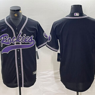 Men's Colorado Rockies Blank Black Cool Base Stitched Baseball Jersey