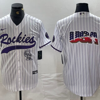 Men's Colorado Rockies White Team Big Logo Cool Base Stitched Baseball Jersey