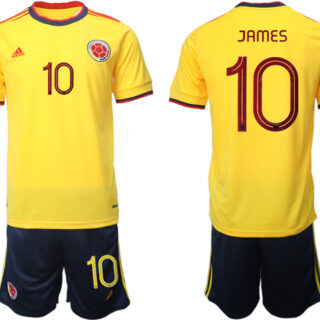 Men's Columbia #10 James Yellow Home Soccer Jersey Suit
