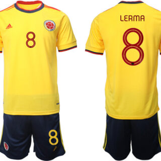 Men's Columbia #8 Lerma Yellow Home Soccer Jersey Suit
