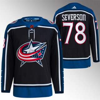 Men's Columbus Blue Jackets #78 Damon Severson Black 2022-23 Reverse Retro Stitched Jersey