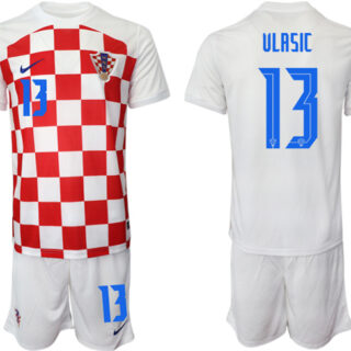 Men's Croatia #13 Vlasic White Home Soccer Jersey Suit
