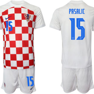 Men's Croatia #15 Pasalic White Home Soccer Jersey Suit