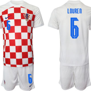 Men's Croatia #6 Lovren White Home Soccer Jersey Suit