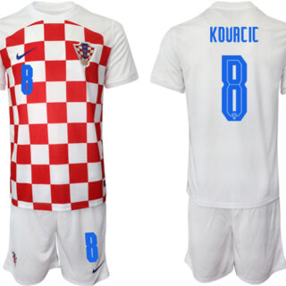 Men's Croatia #8 Kovacic White Home Soccer Jersey Suit