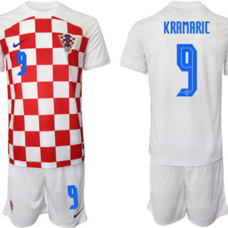 Men's Croatia #9 Kramaric White Home Soccer Jersey Suit