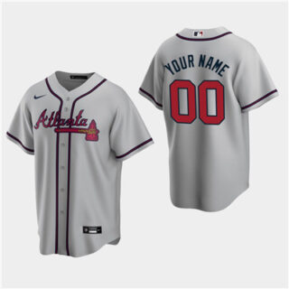 Men's Custom Atlanta Braves 2020 Gray Road Replica Jersey