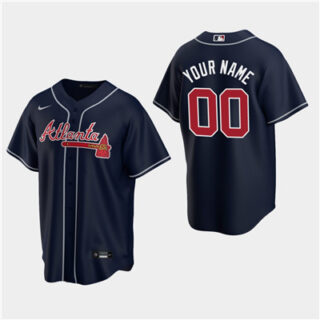 Men's Custom Atlanta Braves 2020 Navy Alternate Replica Jersey