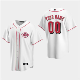 Men's Custom Cincinnati Reds White Home Replica Jersey