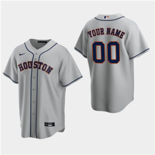 Men's Custom Houston Astros Gray Road Replica Jersey