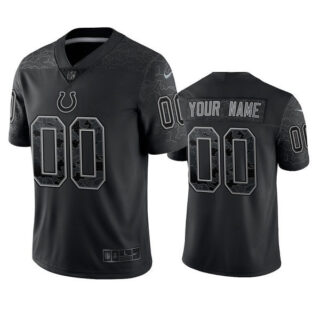 Men's Custom Indianapolis Colts Black Reflective Limited Stitched Football Jersey