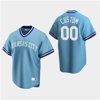 Men's Custom Kansas City Royals Light Blue Road Cooperstown Collection Nike Jersey